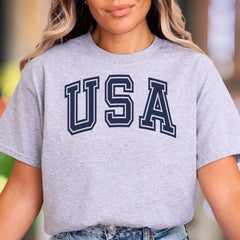 "USA" | Varsity Typography Unisex Adult T-Shirt | Patriotic Lifestyle