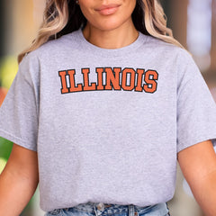 "ILLINOIS" | Collegiate Bold Typography Unisex Adult T-Shirt | Regional Pride Apparel