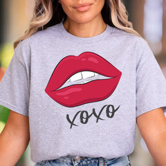"XOXO" Red Lips Graphic Unisex Adult T-Shirt | Playful Romantic Style