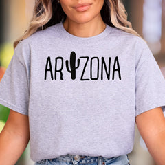 "ARIZONA" | Cactus Typography Unisex Adult T-Shirt | State Pride