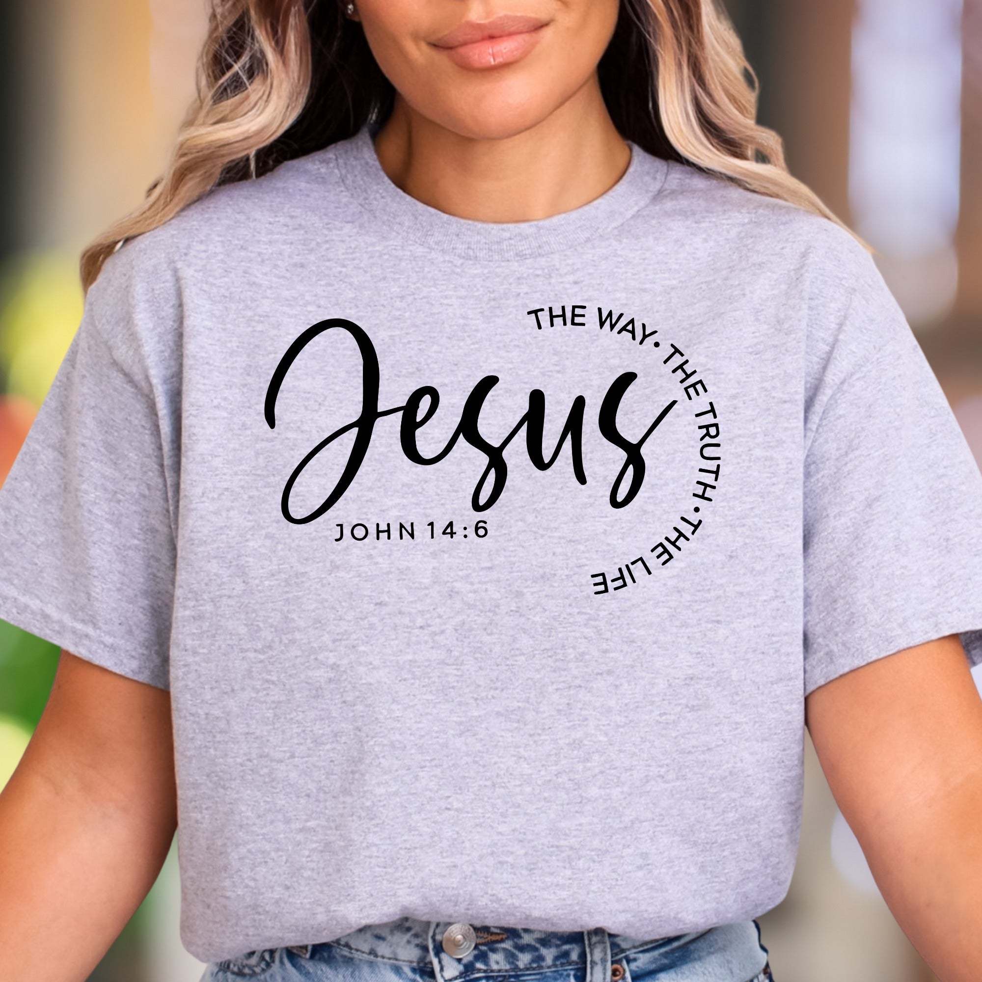 "Jesus The Way The Truth The Life John 14:6" | Calligraphy Typography Unisex Adult T-Shirt | Faith-Inspired Lifestyle