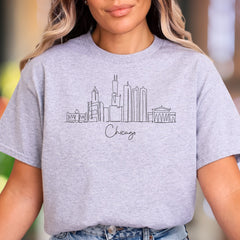 "Chicago" | Minimal Cityscape Unisex Adult T-Shirt | Urban Explorer