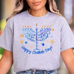"Happy Challah Days" | Festive Menorah Unisex Adult T-Shirt | Holiday Celebration