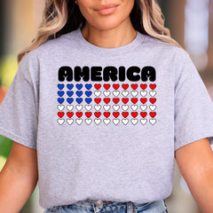 "AMERICA" | Bold Heart Flag Unisex Adult T-Shirt | Patriotic Lifestyle