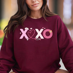 "XOXO Nurse" | Valentines Medical Graphic Unisex Adult Sweatshirt | Healthcare Appreciation