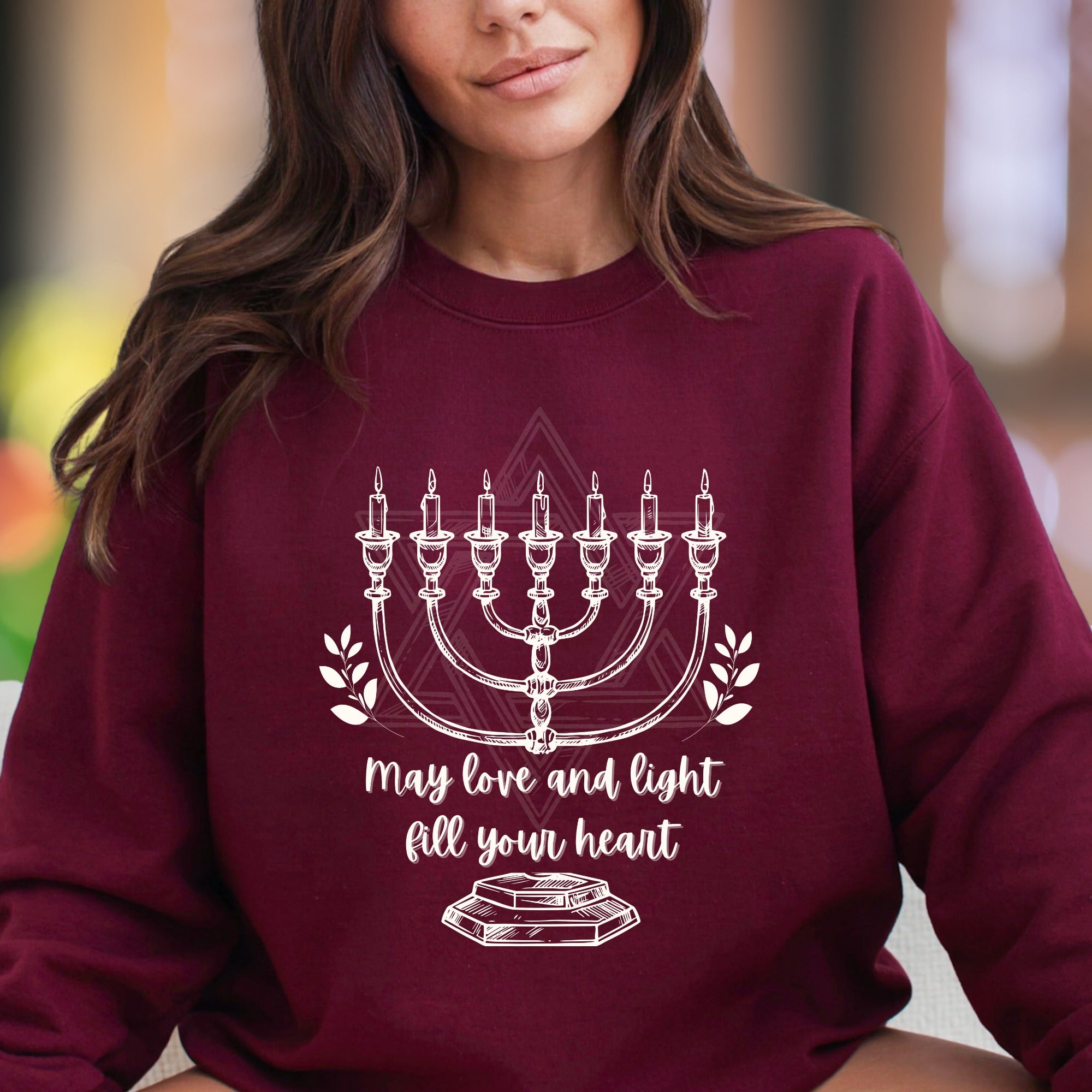 "May Love and Light Fill Your Heart" | Inspirational Candle Graphic Unisex Adult Sweatshirt | Thoughtful Gifting