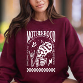 "Motherhood: Some Days I Rock It, Some Days It Rocks Me" | Bold Skeleton Unisex Adult Sweatshirt | Rocker Mom Lifestyle