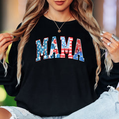 "MAMA" | Distressed Grunge Patriotic Unisex Adult Long Sleeve T-Shirt | Motherhood Lifestyle