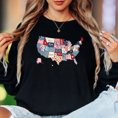 “Empowered Capable Brave Free Loved Strong Precious Victorious Redeemed Important Bold” | Vintage Patchwork Unisex Adult Long Sleeve T-Shirt | Faith-Inspired Lifestyle