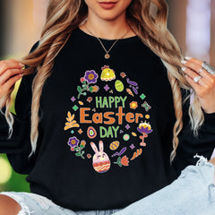 "Happy Easter Day" | Festive Graphic Unisex Adult Long Sleeve T-Shirt | Holiday Celebration