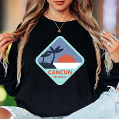 "Cancun Mexico" | Retro Travel Unisex Adult Long Sleeve T-Shirt | Vacation Lifestyle