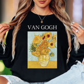 "Van Gogh Sunflowers" | Artistic Vintage Unisex Adult Long Sleeve T-Shirt | Art Lover Apparel