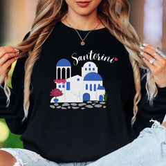 "Santorini" | Minimal Travel Unisex Adult Long Sleeve T-Shirt | Vacation & Wanderlust