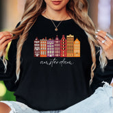 "amsterdam" | Cityscape Retro Unisex Adult Long Sleeve T-Shirt | Travel & Culture Lifestyle