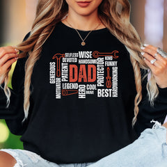 "DAD" Word Cloud | Typography Unisex Adult Long Sleeve T-Shirt | Father's Day Gift