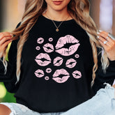 "Pink Kisses" | Playful Pattern Unisex Adult Long Sleeve T-Shirt | Flirty Lifestyle