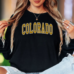 "Colorado" | Bold Typography Unisex Adult Long Sleeve T-Shirt | State Pride
