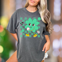 Shamrock Groovin' Retro Character | Comfort Colors Unisex Adult T-Shirt | Funny Vintage Vibe