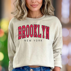 "BROOKLYN NEW YORK" | Retro Bold Typography Unisex Adult Sweatshirt | City Pride