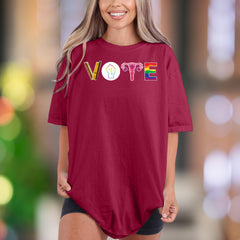 "VOTE" | Comfort Colors Unisex Adult T-Shirt | Empowering Rainbow Graphic Tee
