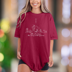 "A thrill of hope, the weary world rejoices" | Comfort Colors Unisex Adult T-Shirt | Minimal Nativity Scene