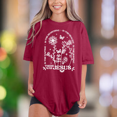 "In The Searching, In The Waiting, In The Healing, In The Hurting, There Was Jesus" | Comfort Colors Unisex Adult T-Shirt | Floral Faith Apparel