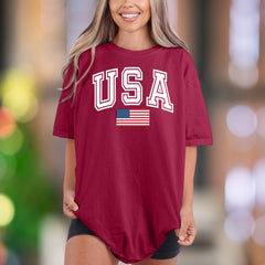 "USA" | Comfort Colors Unisex Adult T-Shirt | Patriotic American Flag Style