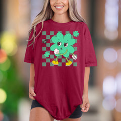 Shamrock Groovin' Retro Character | Comfort Colors Unisex Adult T-Shirt | Funny Vintage Vibe