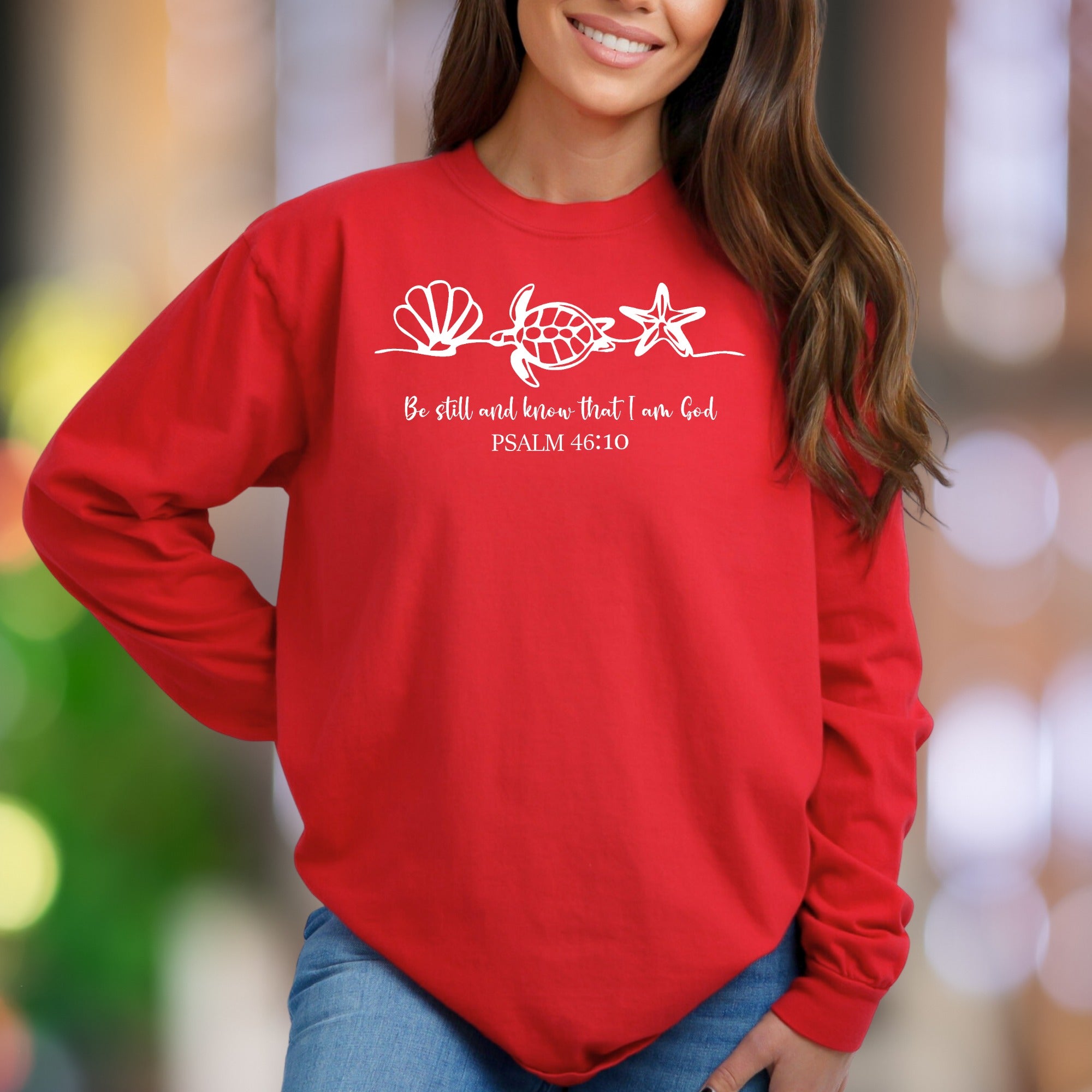 "Be Still And Know That I Am God" | Sea Life Graphic Unisex Adult Sweatshirt | Calm Spiritual Wear