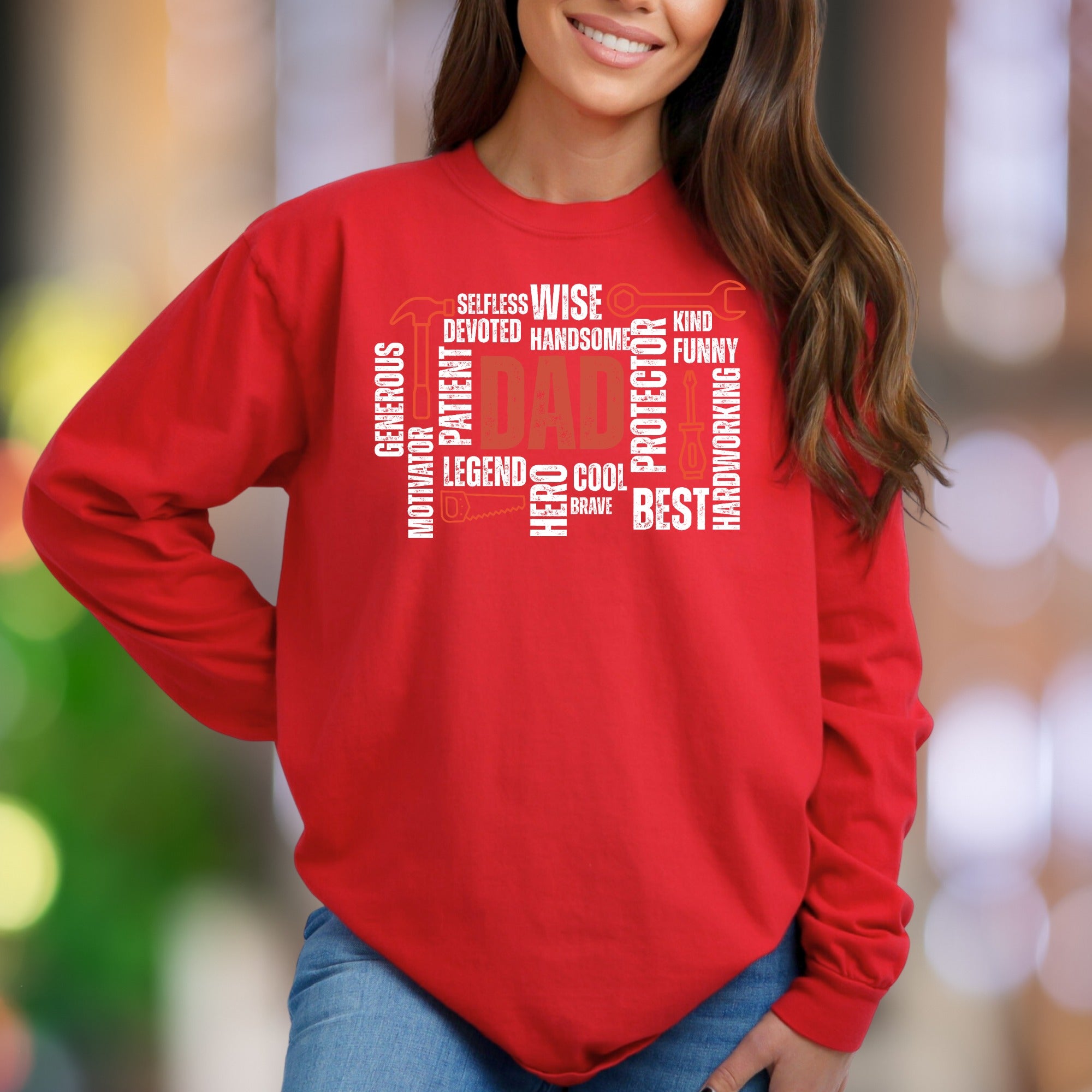 "DAD" Word Cloud Typography Unisex Adult Sweatshirt | Thoughtful Gifting