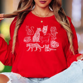 "Feline Friends" | Vintage Cat Illustration Unisex Adult Long Sleeve T-Shirt | Animal Lover Apparel