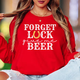 "Forget Luck Give Me Beer" | Funny Western Unisex Adult Long Sleeve T-Shirt | Party Lifestyle
