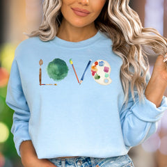 "LOVE A.R.T." | Artistic Watercolor Unisex Adult Sweatshirt | Creative Lifestyle