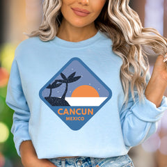 "Cancun Mexico" | Retro Travel Graphic Unisex Adult Sweatshirt | Vacation Lifestyle