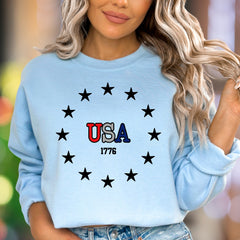 "USA 1776" | Patriotic Stars Unisex Adult Sweatshirt | Heritage Lifestyle Wear