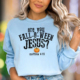 "Are You Fall-O-Ween Jesus? Matthew 4:19" | Seasonal Graphic Unisex Adult Sweatshirt | Faith-Inspired Fun
