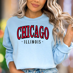 "CHICAGO ILLINOIS" | Retro City Block Unisex Adult Sweatshirt | Local Pride Apparel