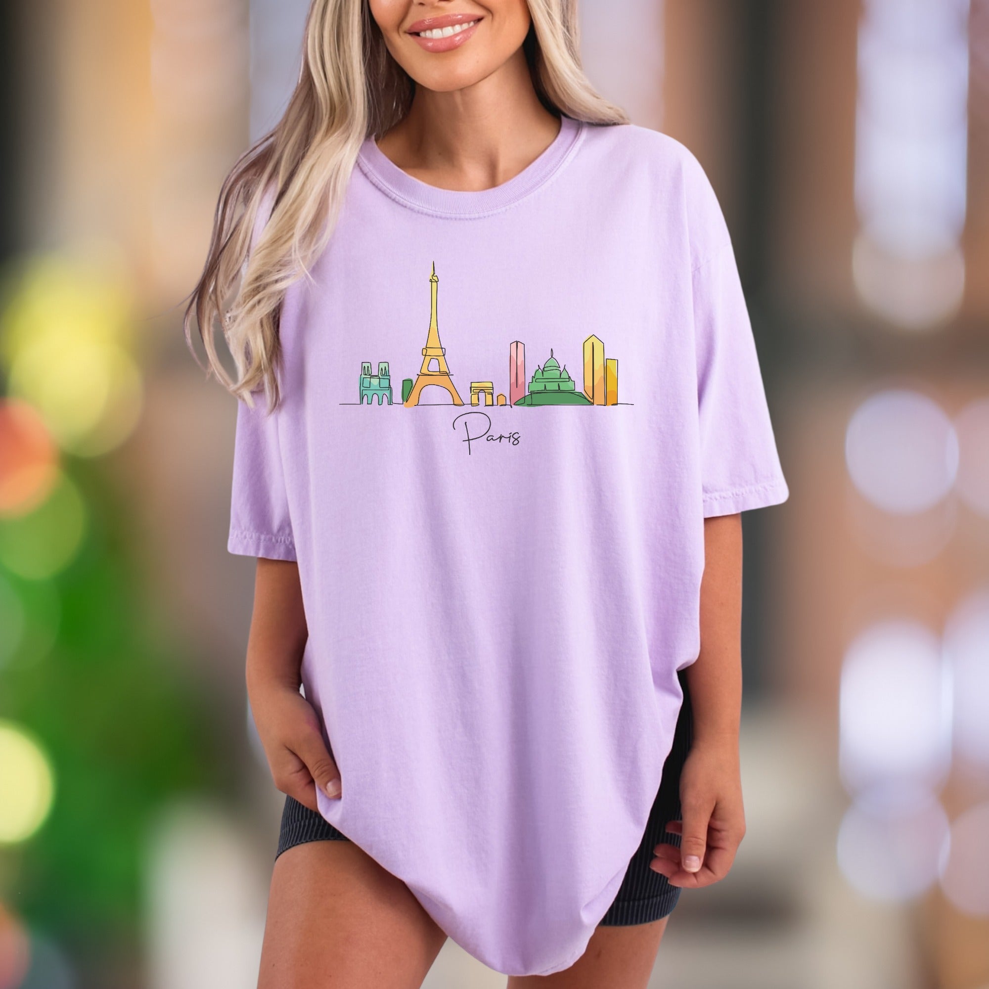 Paris Cityscape Skyline | Comfort Colors Unisex Adult T-Shirt | Travel Lover Gift
