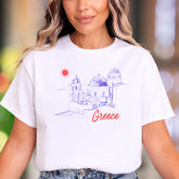 "Greece" | Sketch Art Travel Unisex Adult T-Shirt | Mediterranean Lifestyle