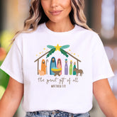 "The Greatest Gift Of All Matthew 1:21" | Nativity Scene Unisex Adult T-Shirt | Heartfelt Scripture Apparel