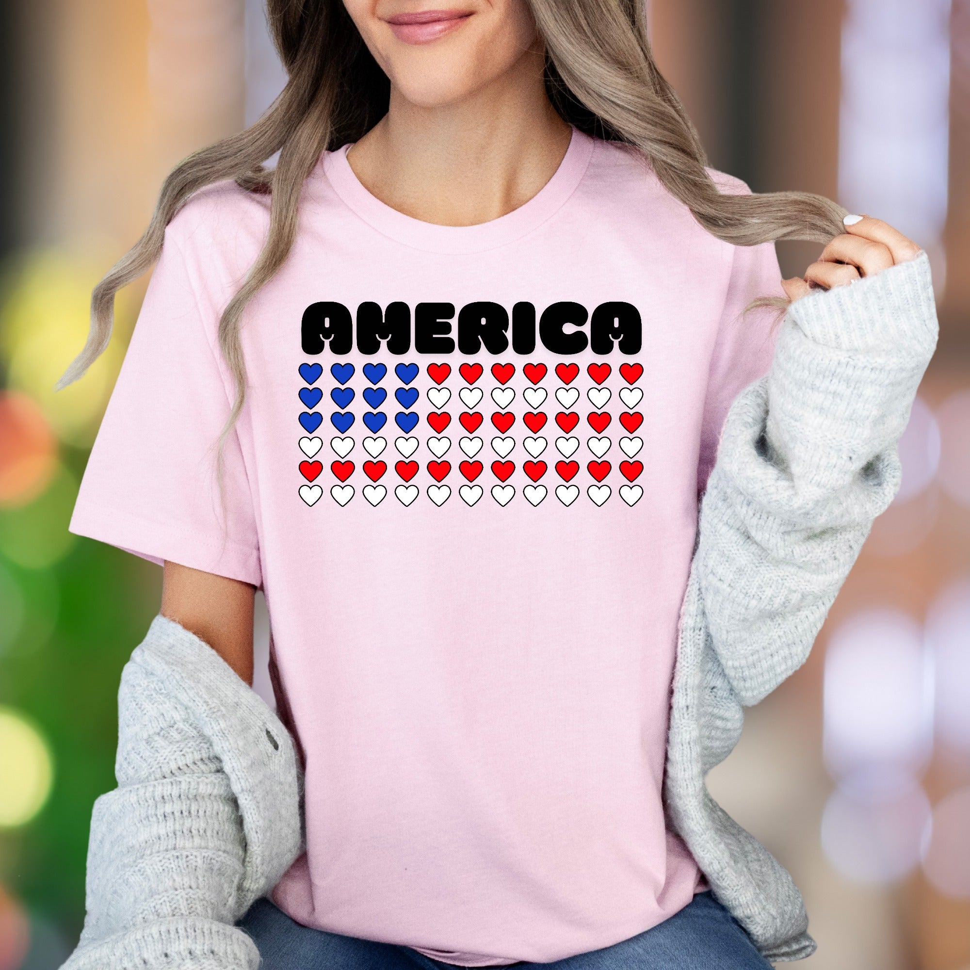 "AMERICA" | Bold Heart Flag Unisex Adult T-Shirt | Patriotic Lifestyle