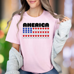 "AMERICA" | Bold Heart Flag Unisex Adult T-Shirt | Patriotic Lifestyle