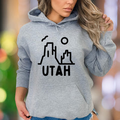 "UTAH" | Minimal Nature Line Art Unisex Adult Hoodie | Outdoor Lifestyle