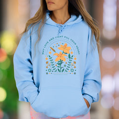"May Love and Light Fill Your Heart" | Floral Graphic Unisex Adult Hoodie | Calm Lifestyle