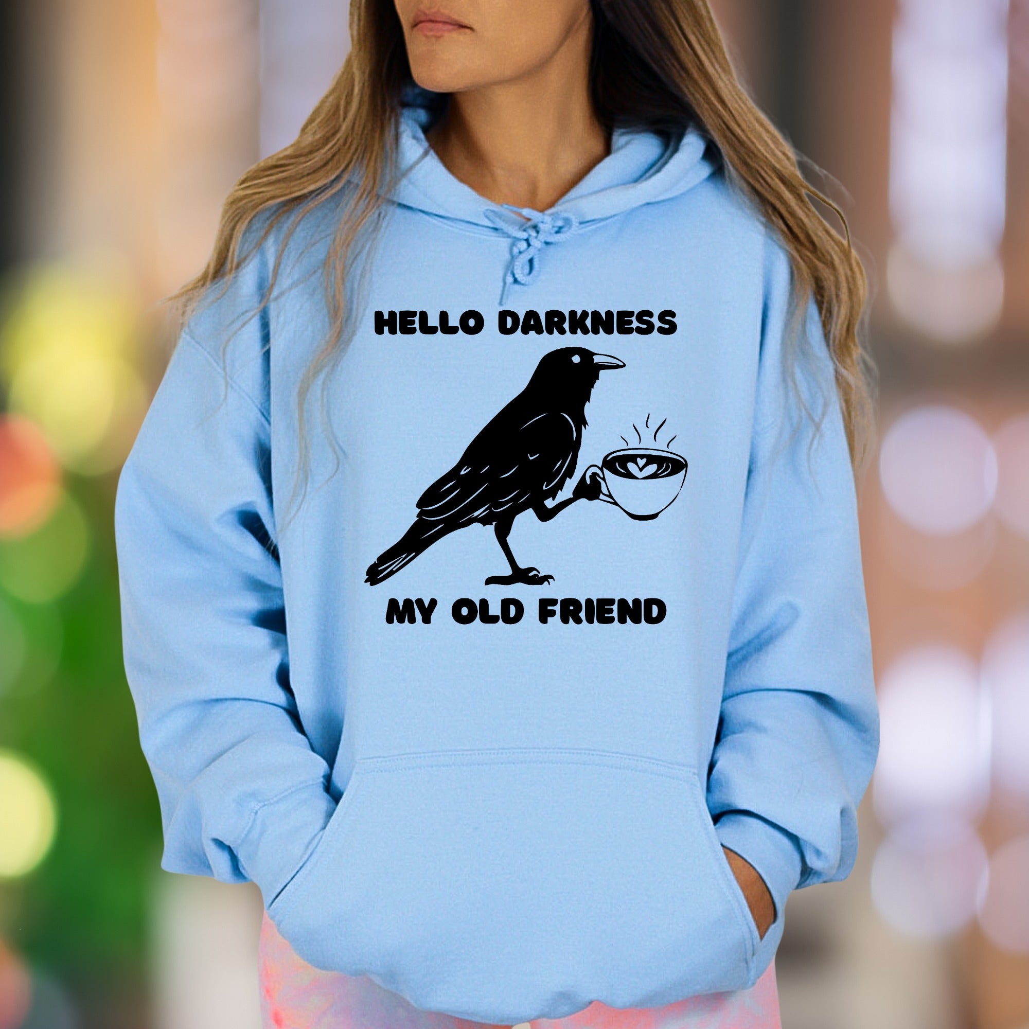 "Hello Darkness My Old Friend" | Funny Retro Unisex Adult Hoodie | Witty Lifestyle Apparel