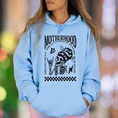 "Motherhood: Some Days It Rocks Me" | Vintage Skull Unisex Adult Hoodie | Parental Humor