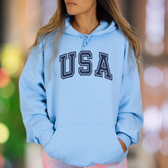 "USA" | Varsity Typography Unisex Adult Hoodie | Patriotic Streetwear