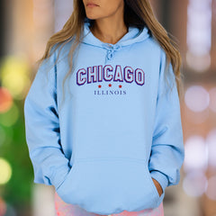 "Chicago Illinois" | Varsity Style Unisex Adult Hoodie | City Pride Apparel