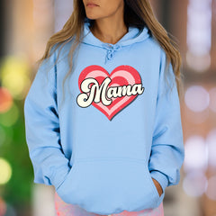 "Mama" | Retro Heart Graphic Unisex Adult Hoodie | Motherhood Lifestyle