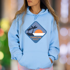 "Cancun Mexico" | Retro Travel Graphic Unisex Adult Hoodie | Vacation Lifestyle